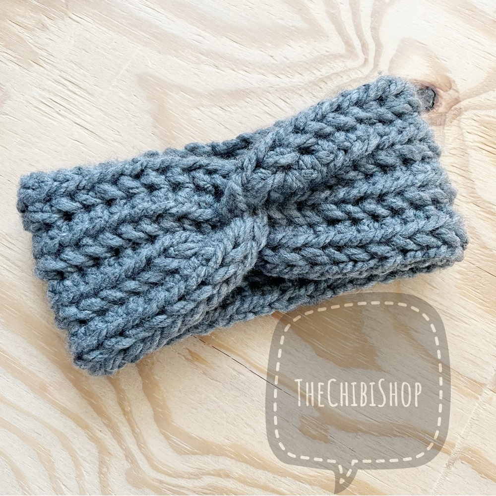 Kids Solid Gray Handmade Crochet Headband NWOT